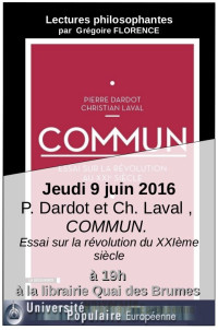 Lecture philosophante de Grégoire Florence : le retour du commun ? 